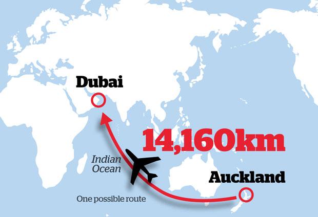 阿联酋航空开通全球最长航线 往返奥克兰与迪拜