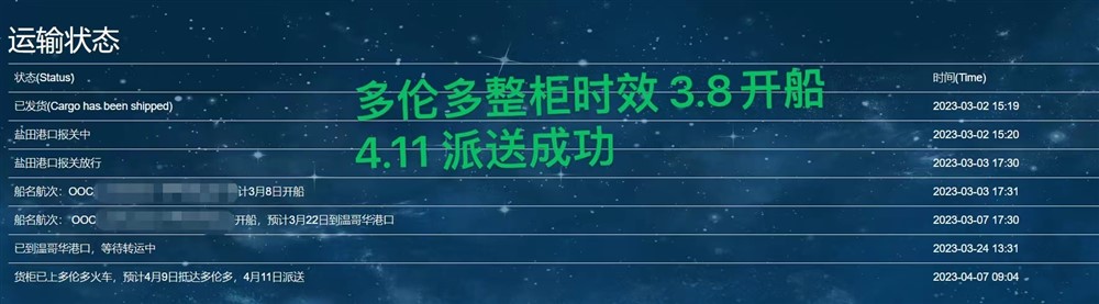 多伦多40尺整柜海运时效35天到