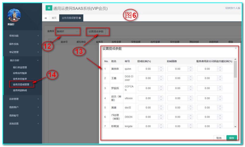 4.3、统计分析-业务员提成管理