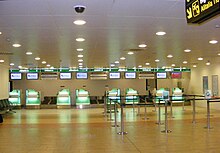 Alitalia's check-in area in Florence Airport.