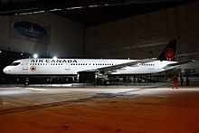 New livery for Air Canada's fleet, unveiled at Montréal–Trudeau International Airport in February 2017 with an Airbus A321