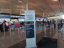 A priority check-in queue at Beijing Capital International Airport for members of "Air Canada Altitude", the airline's frequent flyers program