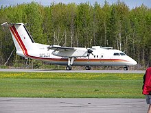 A De Havilland Canada Dash 8-102 belonging to Air Inuit at Cornwall, Ontario, May 2005