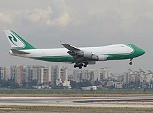 CAL 747-400ERF 4X-ICA (ex-Jade Cargo International, in Jade Cargo basic livery) on short final to Ben Gurion Airport. This aircraft has since been repainted.