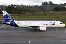 An AeroGal Airbus A320-200 taxiing at Jose Maria Cordova International Airport in 2010