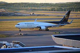 A Boeing 767-34AF/ER aircraft (N358UP) of United Parcel Service (UPS) at Helsinki-Vantaa Airport